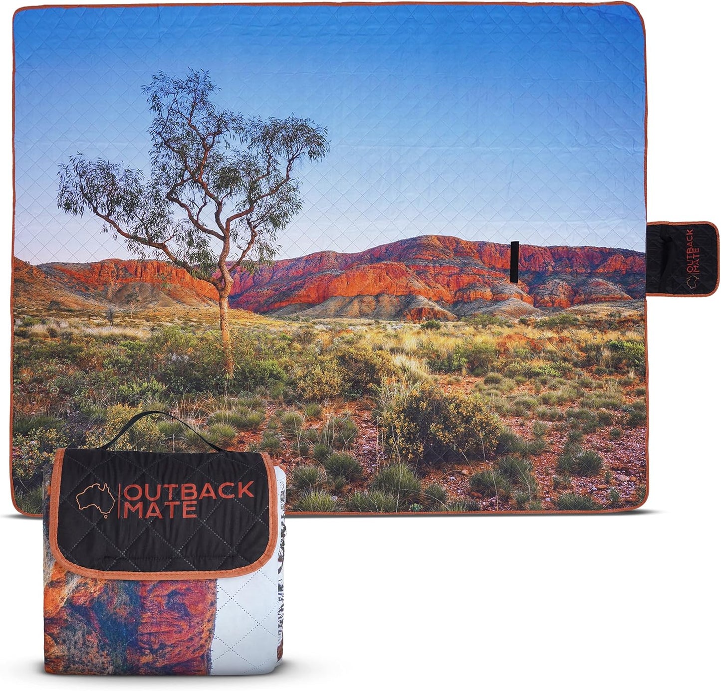 Outback Mate XLarge Family Picnic Rug Waterproof, Machine Washable, Foldable, 3 Layer Comfort. Perfect as Travel Blanket or Outdoor Picnic Mat. Ideal for Families 2.4mx2.0m Unique Australian Print