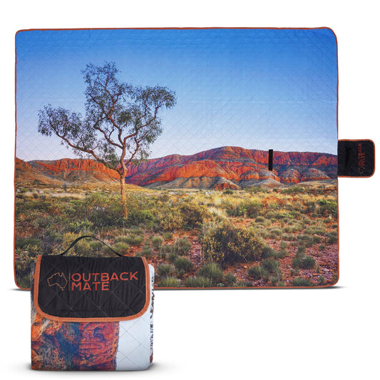 Outback Mate XLarge Family Picnic Rug Waterproof, Machine Washable, Foldable, 3 Layer Comfort. Perfect as Travel Blanket or Outdoor Picnic Mat. Ideal for Families 2.4mx2.0m Unique Australian Print